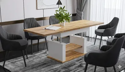 Produktbild von Design Couchtisch DA-666 höhenverstellbar ausziehbar 120 bis 200 cm Tisch Ablage Esstisch Wohnzimmer