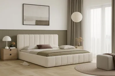 Obrázek produktu pro Postel RIMINI 180x200 s úložným prostorem - bouclé - béžová - NOW OR NEVER 03