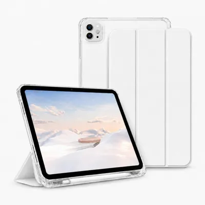 Produktbild von Hülle für iPad Pro 13 Zoll M5 2025 & M4 2024 – Klapphülle mit transparenter Rückseite, Stifthalter, Standfunktion & Stoßschutz