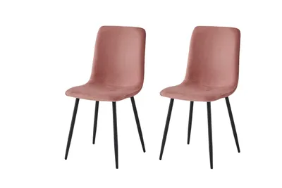 Produktbild von Hela Tische, 2er Set Esszimmerstuhl Leipzig, Bezug Cordoptik Altrosa, Rundrohr Gestell Schwarz, gepolsterte Sitzschale und Lehne, 120kg belastbar