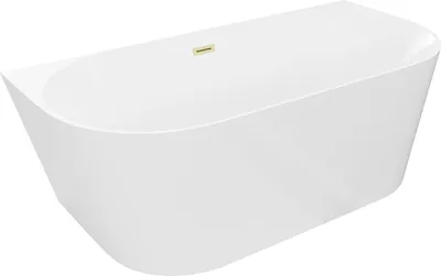 Immagine prodotto di Mexen Oval Slim vasca da bagno freestanding a parete 170 x 80 cm, bianca, troppopieno oro spazzolato - 52661708000-55