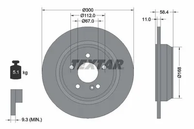 Obrázok produktu pre 2 brzdové kotúče Textar 300 mm vzadu pre Mercedes W220 280 320
