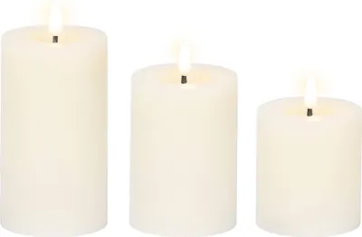 Produktbild von LED Kerzen 11-19cm Wachs 3er Set Creme / Warmweiß