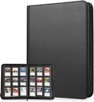 Image de Classeur pour cartes à collectionner, 504 compartiments, 28 pages, avec fermeture éclair, étui en cuir, noir
