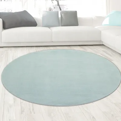 Produktbild von Wohnzimmer Shaggy Teppich mit weichem Hochflor in blau Größe - 200 cm Rund