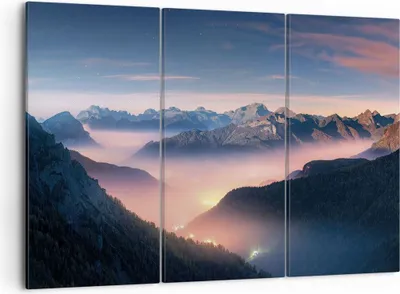 Produktbild von Bild auf Leinwand - Leinwandbild - 3 Teile - Berge Wolken Nebel - 105x70cm - Wand Bild - Wanddeko - Wandbilder - Leinwanddruck - Bilder - Wanddekoration - Leinwand bilder - Wandbild - CE105x70-5004