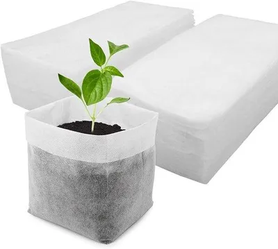 Imagen del producto de 100 bolsas para plantas, bolsas para semillero, bolsas para trasplante, macetas biodegradables, ideales para el cultivo de verduras, flores, frutas, plantas y en invernaderos (20 x 20 cm, plegables)