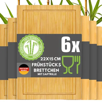 6 Bambus-Serveerplanken 22x15 cm – Frühstücks- & Tapasbretter