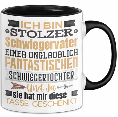Produktbild von Schwiegervater Geschenk Von Schwiegertochter Geschenkidee Tasse Spruch Becher (Schwarz)