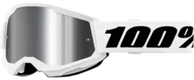 Produktbild von 100% Goggle Strata 2 Junior White - Mirror Silver Lens weiss