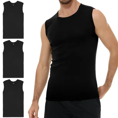 Produktbild von YouShow Tank Top Herren 3er Pack 100% Baumwolle Ärmellos Unterhemd – 3*schwarz