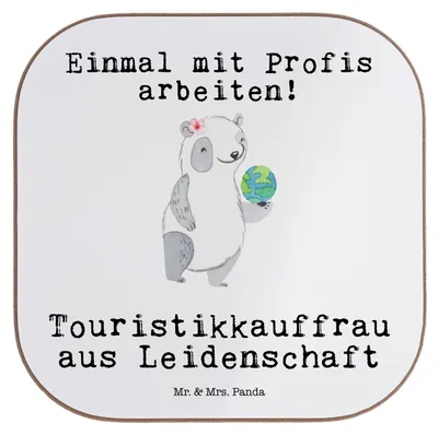 Produktbild von Mr. & Mrs. Panda Tischschoner Touristikkauffrau Leidenschaft - Weiß - Geschenk, Tischuntersetzer, Holzuntersetzer, Untersetzer Gläser, Coaster, gläseruntersetzer