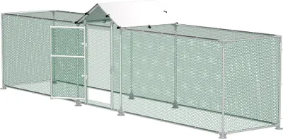 Obrázok produktu pre TRMLBE Kurník s voľným výbehom so zámkom, kurník 5 m x 1 m kurník pozinkovaný oceľový rám s PE strechou na ochranu pred slnkom malý domček pre zvieratá, pre klietku na kurčatá klietka pre hydinu