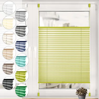 Produktbild von Sonello Plissee Klemmfix ohne Bohren 80cm x 100cm Olivgrün Faltrollo Plisseerollo Jalousie für Tür & Fenster Blickdicht Sichtschutz Sonnenschutz Fertifplissee Rollo