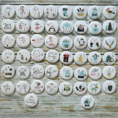 Productafbeelding van Adventskalenderknoppen nummer 1 tot 25 voor doe-het-zelf kerstkalender voor jute zakjes