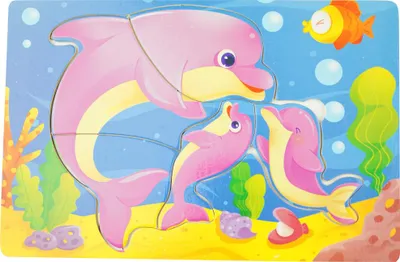 Produktbild von Holz bunte Puzzle Delphin Malpuzzle