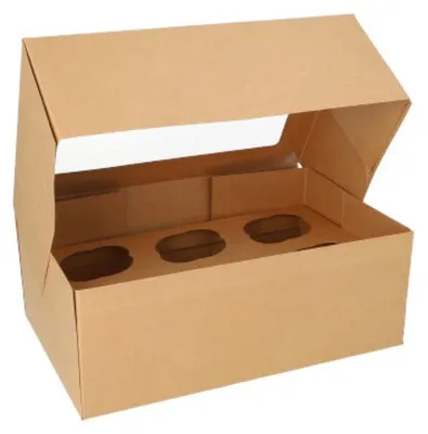 Produktbild von Cupcake-Kartons eckig 10 cm x 27 cm x 17,5 cm mit Sichtfenster aus PLA