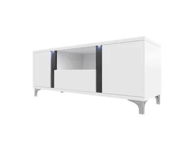 Obrázek produktu pro Televizní stolek s LED osvětlením BANTRY - bílý / lesklý bílý / lesklý černý