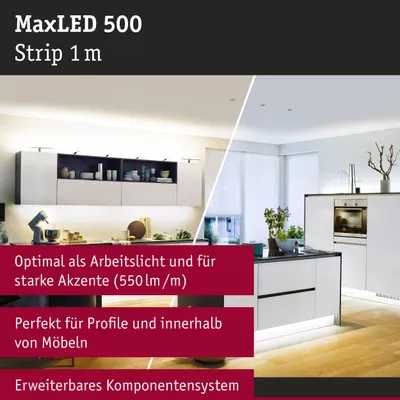 Zdjęcie produktu dla MaxLED 500 – przedłużka taśmy LED 1 m, regulowana barwa światła, 6,2 W, 550 lm/m, regulowana barwa światła