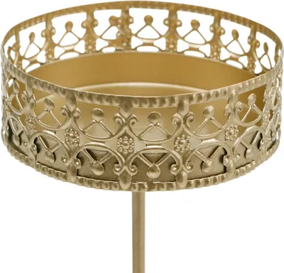 Produktbild von Filigraner Kerzenhalter Stecker Gold Antik Ø6,4cm H12,5cm 4er Set Tischdeko Adventszeit, 4 Stück