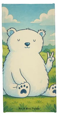 Produktbild von Mr. & Mrs. Panda Handtuch Eisbär Faul Design - Weiß - Geschenk, Frotteehandtuch, Duschtuch, Arbeit, Nordpol, Teddy, Büro, Bär, sporthandtuch, Homeoffice, Strandtuch