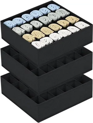 Produktbild von Famanu Sockenorganizer Set mit 24 Fächern - Faltbare Lade-Organizer