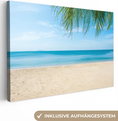 Produktbild von OneMillionCanvasses® - Leinwandbilder - 140x90 cm, Strand - Tropisch - Palme, Wandbilder Kunstdruck Wanddekoration