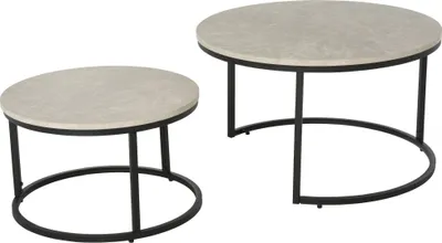 Produktbild von HOMCOM Couchtisch 2er-Set, Beistelltisch mit Metallgestell, Sofatisch, stapelbar Kaffeetisch, für Wohnzimmer, Schlafzimmer, Grau