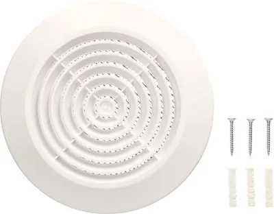 Obrázok produktu pre KOTARBAU® 100 mm vetracia mriežka na montáž na strop s prírubou/rúrkovým pripojením okrúhla biela