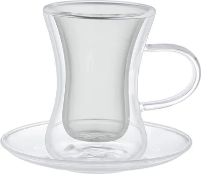 Image de Verres à thé double paroi Set de 4 pièces avec anse 80 ml - Verre résistant à la chaleur Anthracite