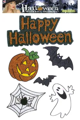 Immagine prodotto di "Set di 6 adesivi per finestre HAPPY HALLOWEEN GLITTER SORTED"