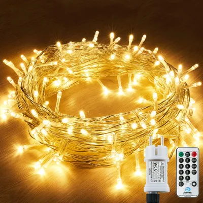 LED-Lichterkette 120 Lampen, 15 m, IP44/IP65, Fernbedienung, warmweiß