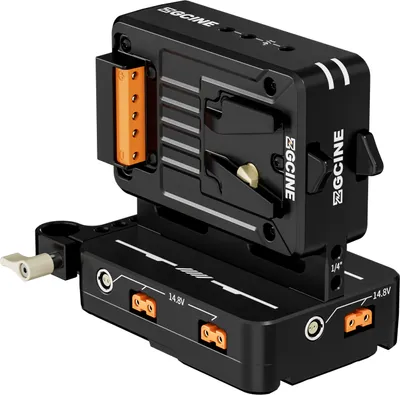 Obrázek produktu pro ZGCINE VM-HS2 Hot Swap/Shark Fin Dual Micro V Mount Battery Plate V Lock Battery Adapter Plate with LEMO/ D-tap/ BP/ USB-C PD 100W Outputs 15mm Rod Clamp