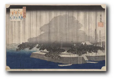 Produktbild von Kunstdruck „Nachtregen bei Karasaki“ von Utagawa Hiroshige – 30×45 cm – ungerahmt
