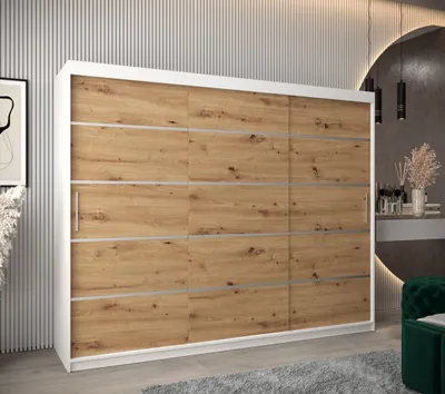 Obrázok produktu pre Šatníková skriňa ENNI - šírka 250 cm, biela / dub artisan