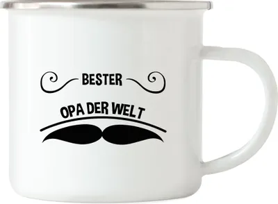 Produktbild von Bester Opa Emaille Tasse Spruch Geburtstag Geschenkidee Bester Opa Großvater Bart