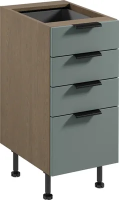 Produktbild von küchenunterschrank 40 cm mit Schubladen ohne Arbeitsplatte,  Sorento D40S4 AX, Grün/Eiche