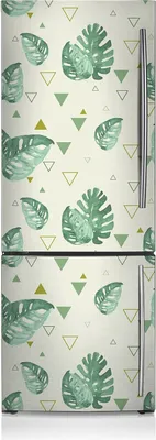 Produktbild von Kühlschrankfolie Aufkleber Kühlschrankmagnete Dekoration Kühlschrankfolie 60x190 cm - Monstera und Dreiecke.