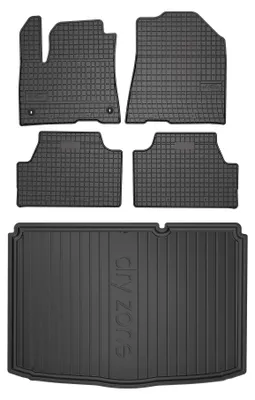 Productafbeelding van Rubberen automatten + kofferbakmat voor Kia Soul EV II 2019-2024 (SUV/crossover) – 5-delig, zwart, op maat – Wielganizator SolidPRO