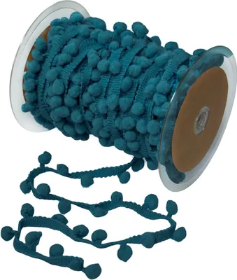 Bommelborte 25m uni Bommelgröße 10mm Pomponband Pomponborte Dekoband petrol