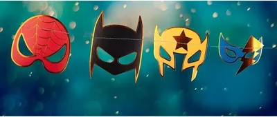 Produktbild von Girlande Superhelden Masken - Dekoration Kindergeburtstag