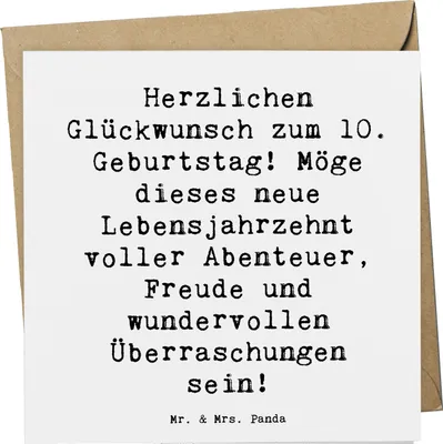 Produktbild von Mr. & Mrs. Panda Grußkarte Spruch 10. Geburtstag - Weiß - Geschenk, Klappkarte, Meilenstein, anlasskarte, Happy Birthday, faltkarte, Alter, Glückwunschkarte, Glückwünsche