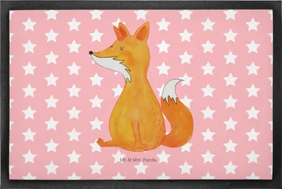 Produktbild von Mr. & Mrs. Panda bodenmatte Einhorn Fuchs 50 x 75 cm - Rot Pastell - Geschenk, Bodenvorleger, Schmutzfangmatte, Schmutzfänger, Fuchshörnchen, Einhörner, Schmutzmatte