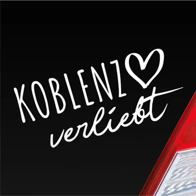 Produktbild von Auto Aufkleber Koblenz verliebt Herz Stadt Heimat Liebe Car 19x8 cm Weiss Glanz Sticker Heckscheibenaufkleber