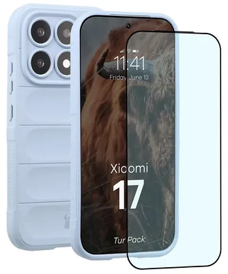 Produktbild von Robuste Handyhülle + gehärtetem Glas für Xiaomi 17, Bizon Tur Pack, Hellblau