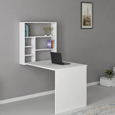 Image de Veglio - Bureau, 59x90x74h cm Blanc, 5 Étagères