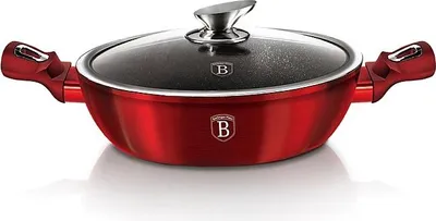 Obrázok produktu pre Berlingerhaus okrúhly pekáč s mramorovým povrchom a pokrievkou 28 cm Burgundy Metallic Line BH-1263
