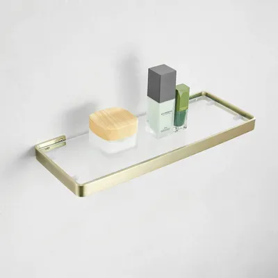 Produktbild von Glasregal 35 cm, Gold, Edelstahl und Glas, für Badaccessoires
