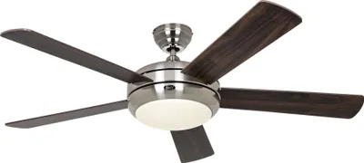 Produktbild von Deckenventilator mit Beleuchtung und Fernbedienung Titanium 132 cm Chrom Flügel Nussbaum / Kirschbaum