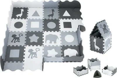 Image de Tapis puzzle en mousse XL 150 x 150 x 1cm avec bordure - mousse EVA - gris
